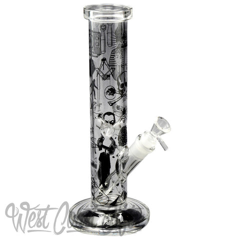 Red Eye Glass 12" Tall Conspiracy Straight Tube W/Full Wrap Decal